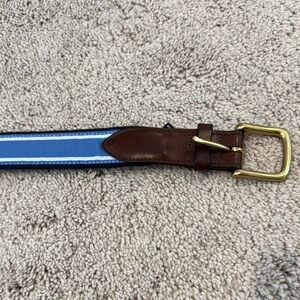 Vineyard Vines Blue and Brown Belt with Brass Buckle - Size 34
